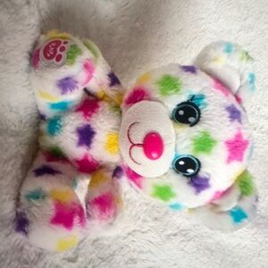 Muild a bear workshop buddy small fry white multicolor rainbow star hard nose